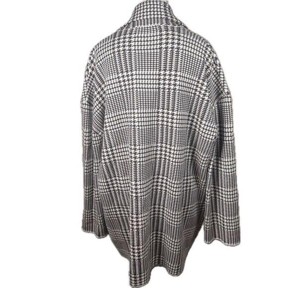 Zara Houndstooth Double Breasted Oversized Knit Sweater Blazer Jacket Size L - Picture 6 of 9